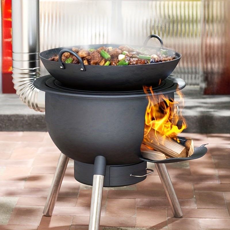 Portable Cast Iron Firewood Stove for Outdoor Cooking-1