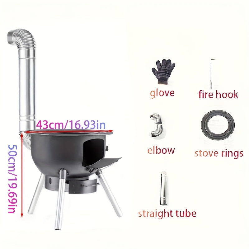 Portable Cast Iron Firewood Stove for Outdoor Cooking-3