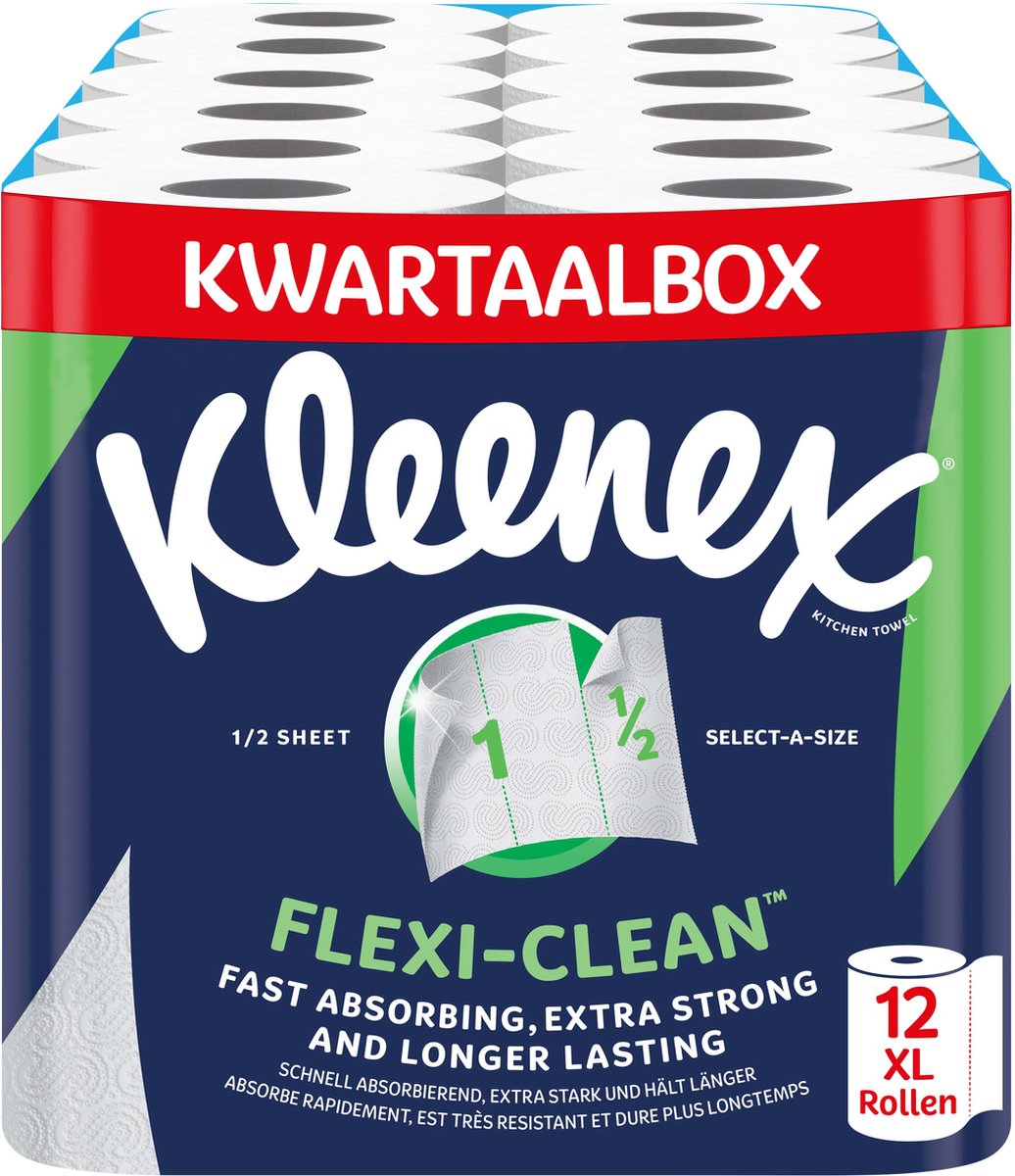 Kleenex kitchen paper - kitchen roll flexi clean - 12 maxi xl rolls - value pack-0