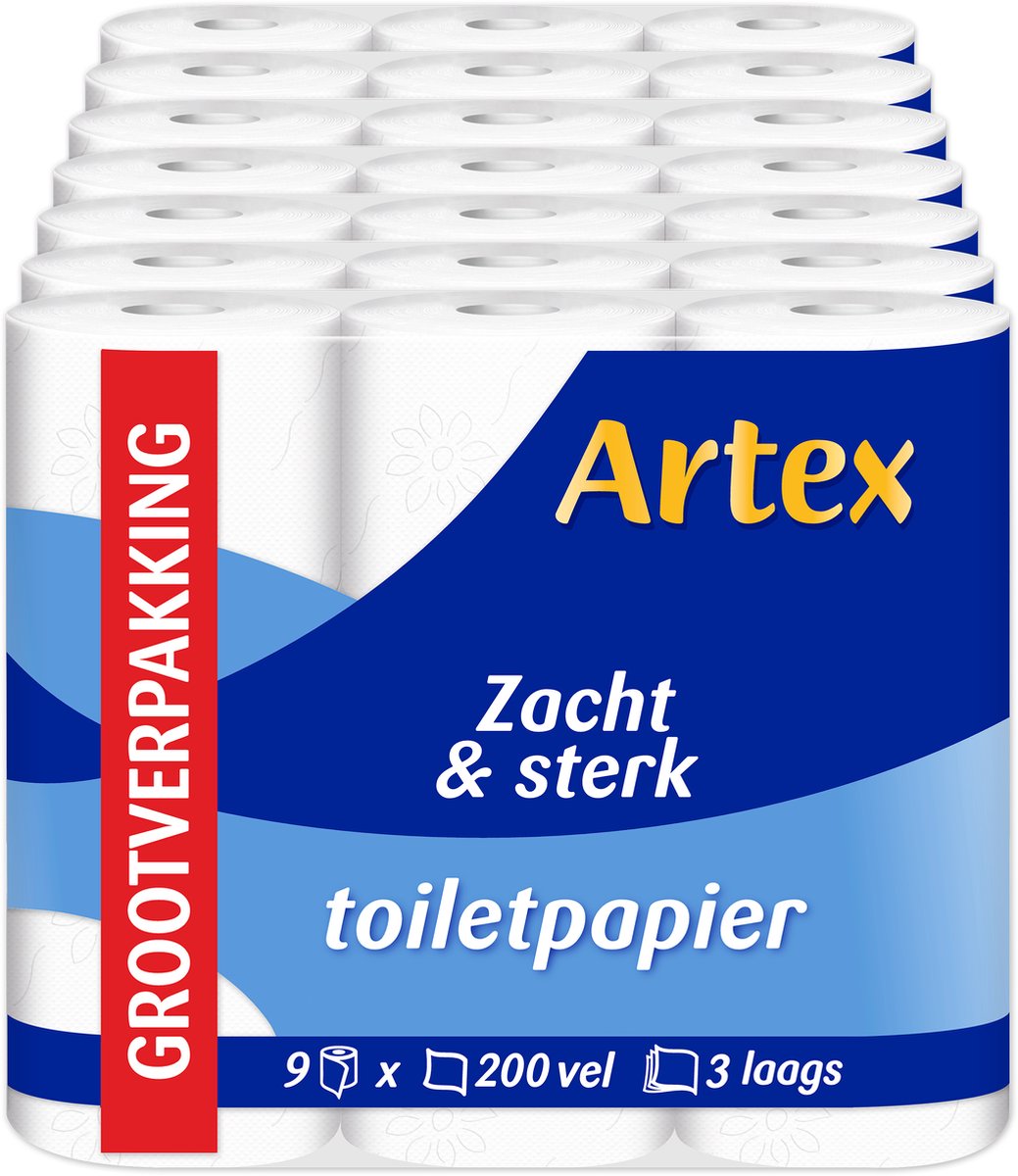 Artex soft strong toilet paper - 3-ply toilet paper - 63 rolls (7x9)-0