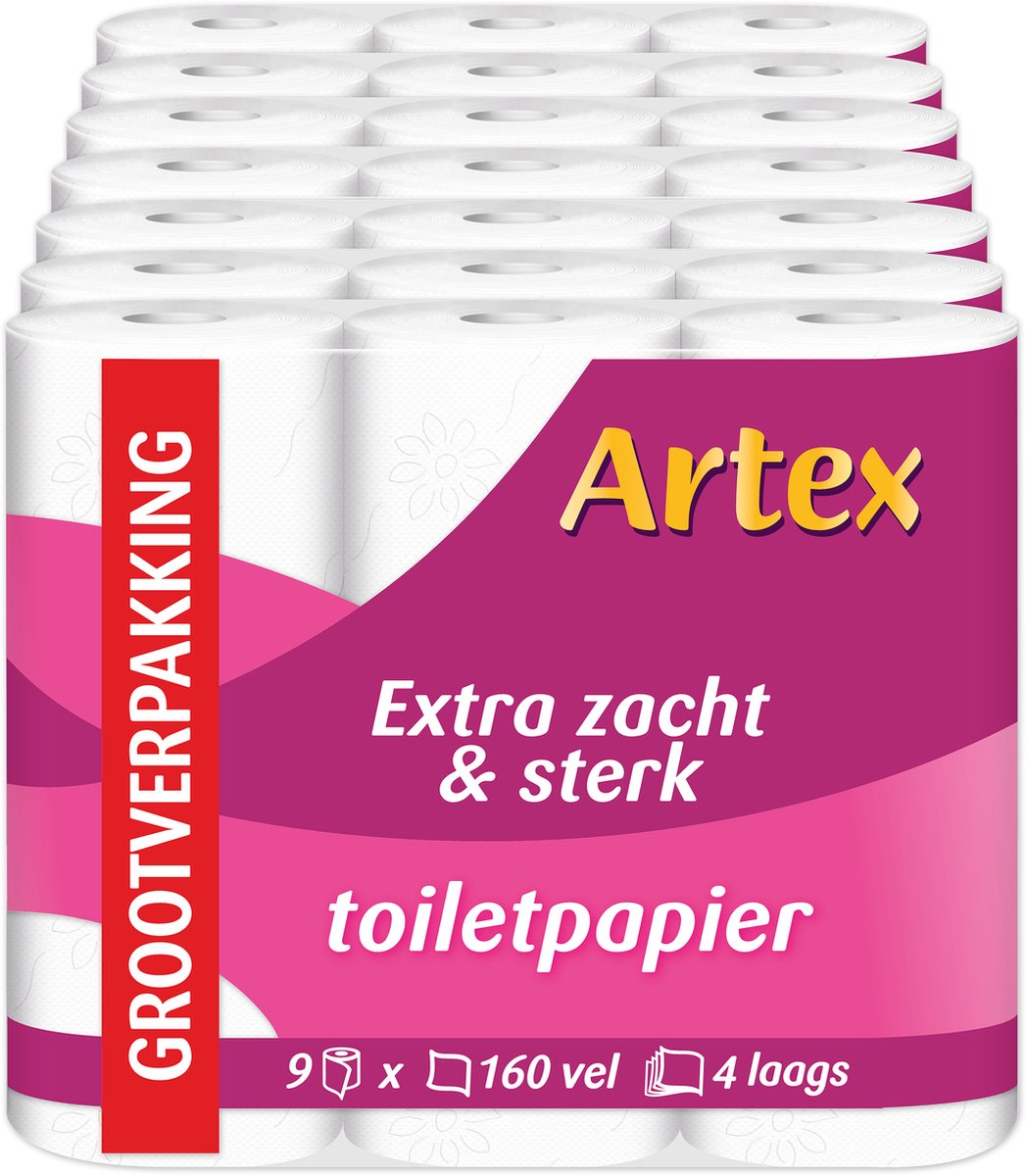 Artex soft strong toilet paper - 4-ply toilet paper - 63 rolls (7x9)-0