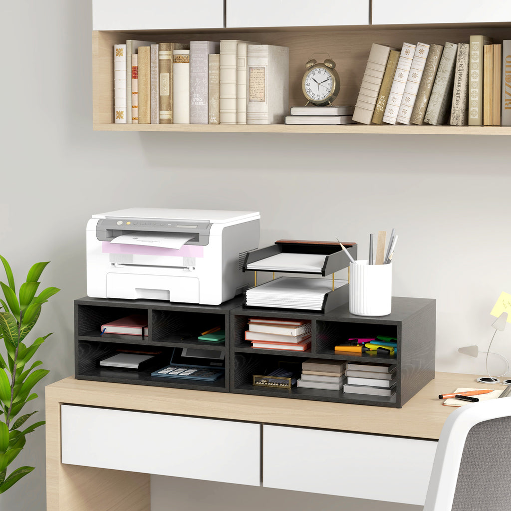 Organiseur bureau aspect noir avec 3 compartiments fournitures support d'imprimante 47 x 40 x 22,5 cm-7