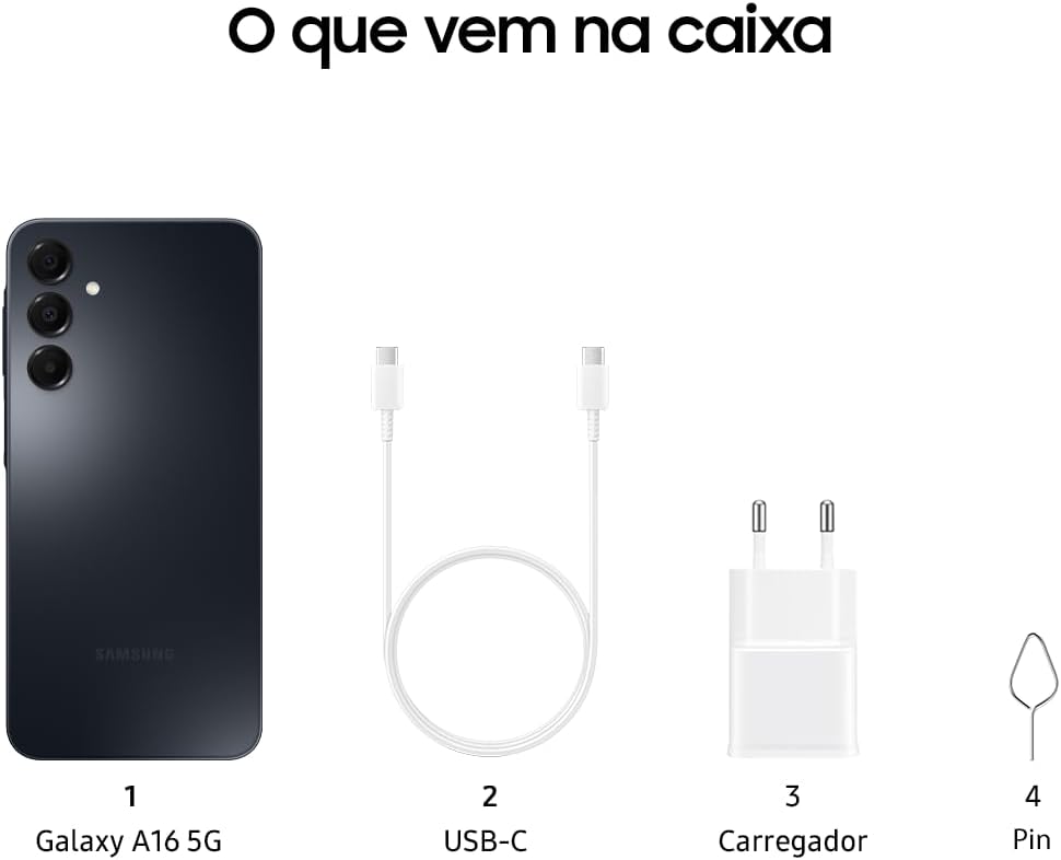 Samsung Galaxy A16 mobiltelefon, 128 GB + 4 GB RAM, upp till 50 MP kamera, 17 cm skärm, NFC, IP54, 5 000 mAh batteri - svart