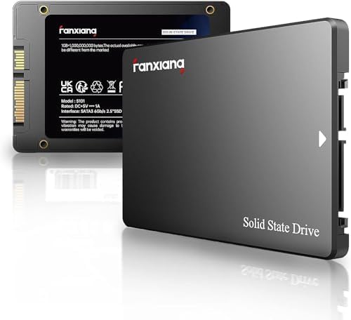 Fanxiang S101 1 TB SSD SATA III 6 Gb/s 2,5 tum intern solid state-enhet, läshastighet upp till 550 MB/sek, kompatibel med bärbara datorer och PC stationära datorer (svart)