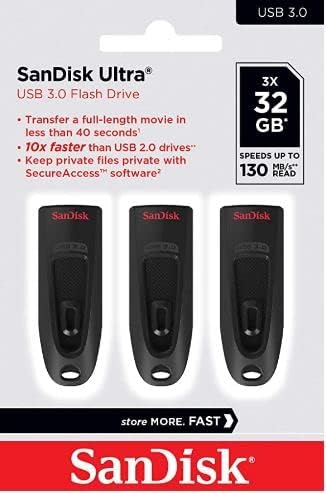 SanDisk Ultra 128 GB, USB 3.0 flash drive, with up to 130 MB/s read speed, Black