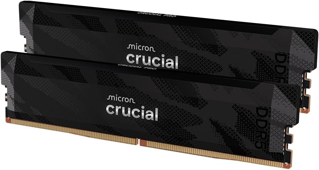 Crucial Pro RAM DDR5 32GB Kit (2x16GB) 6400MHz CL32, Överklockning Gaming Minne, Intel XMP 3.0, Skrivbordsminne (PC), Svart - CP2K16G64C32U5B
