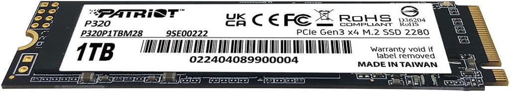 Patriot P320 512GB SSD intern - NVMe PCIe Gen 3x4 - M.2 2280 - Solid State Drive - P320P512GM28