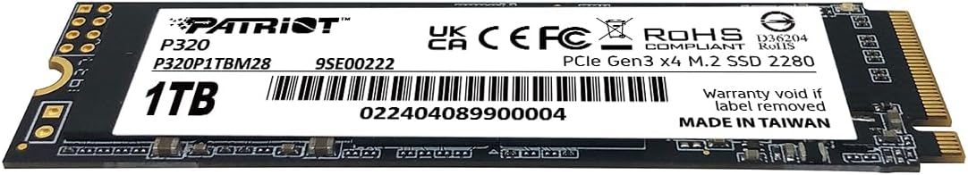 Patriot P320 512GB SSD intern - NVMe PCIe Gen 3x4 - M.2 2280 - Solid State Drive - P320P512GM28