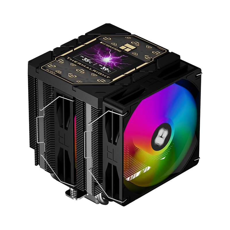 Thermalright Peerless Assassin 120 Vision ARGB svart CPU-kylare, PC-kylning med 6 värmerör, 2,8-tums magnetisk skärm (320 x 240 upplösning), för AMD AM4/AM5 och Intel LGA1700/1851