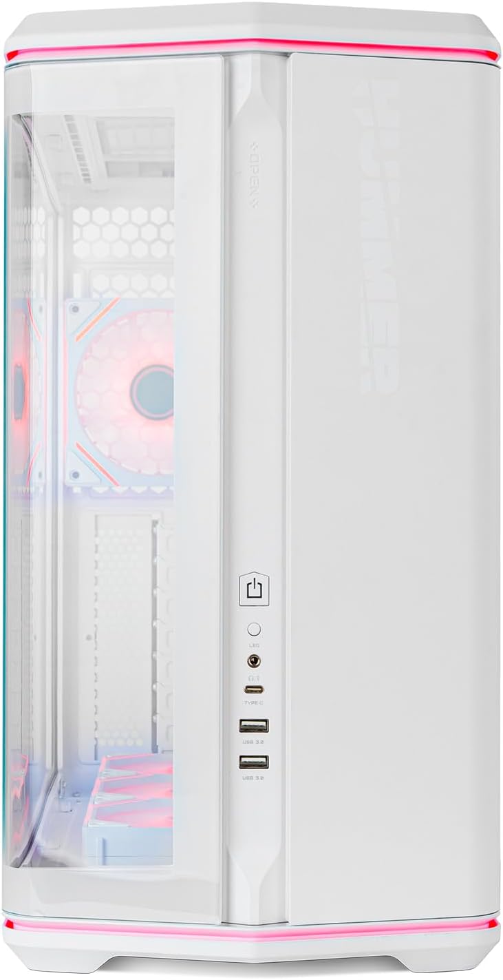 NOX XTREME PRODUCTS Hummer Galaxy - Datorchassi, Ramlöst Härdat Glas, 4x 120mm PWM Fläktar, Plats för 10 Fläktar, USB-C och USB 3.0, ARGB Hub Controller, ATX/M-ATX/ITX, Svart