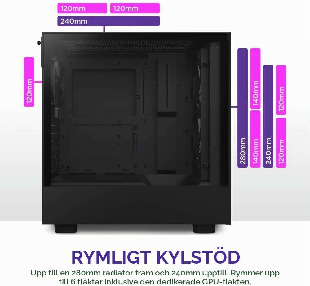 NZXT H5 Flow RGB - Kompakt Mid-Tower ATX PC-chassi - Svart