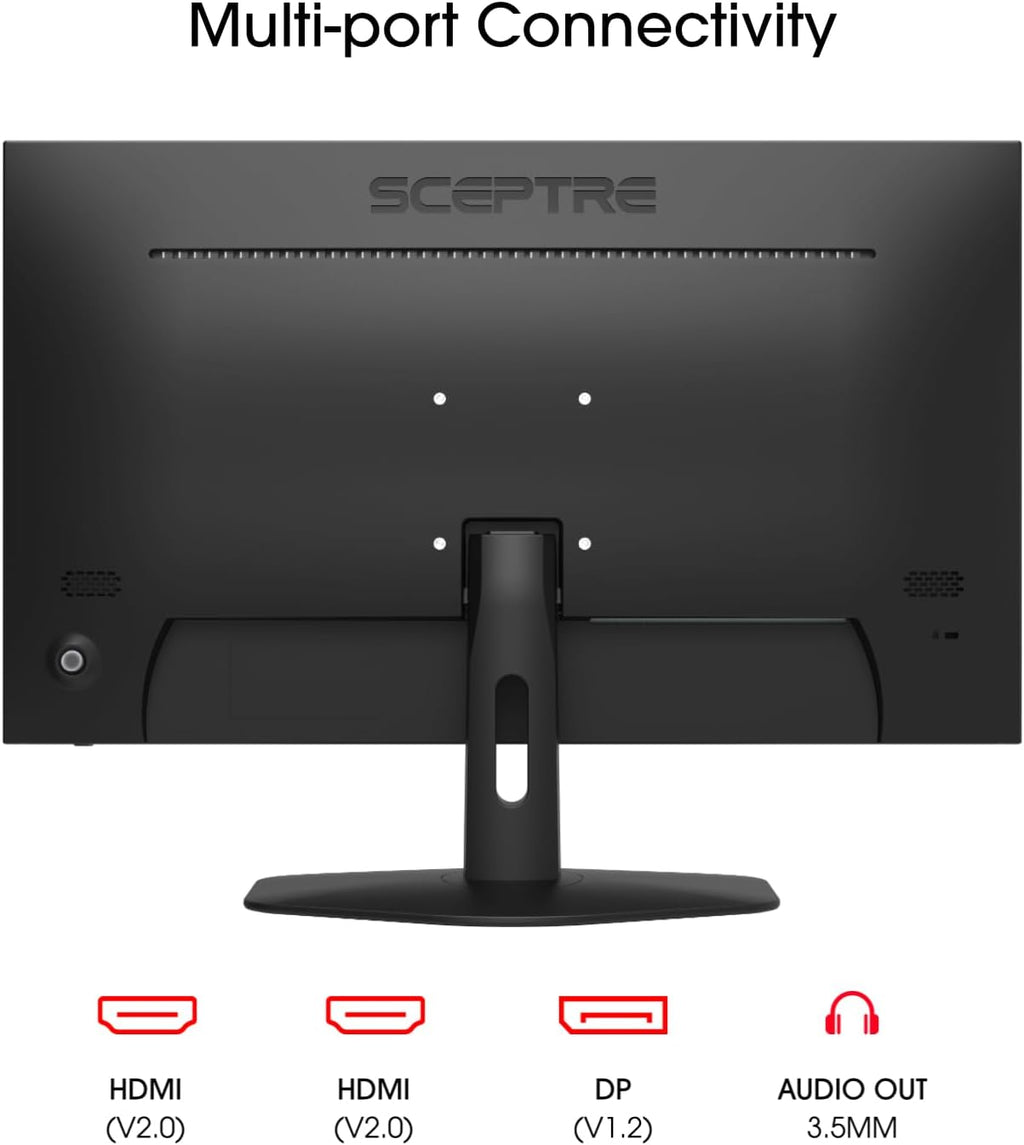 Sceptre Prime 24-inch Gaming Monitor 100Hz 1ms DisplayPort HDMI x2 100% sRGB AMD FreeSync Build-in Speakers, Eye Care Frameless Machine Black 2025 (E248W-FW100T)
