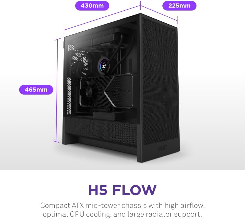 NZXT H5 Flow RGB - Kompakt Mid-Tower ATX PC-chassi - Svart