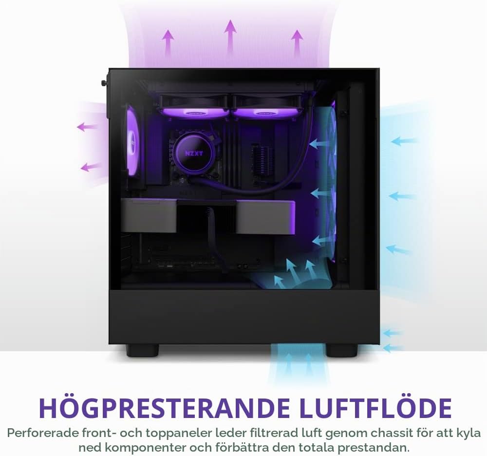 NZXT H5 Flow RGB - Kompakt Mid-Tower ATX PC-chassi - Svart
