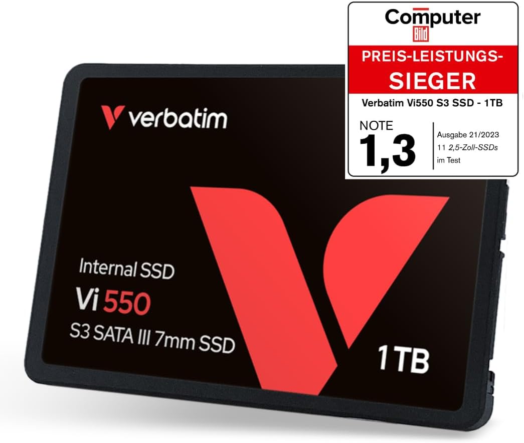 Verbatim Vi560 S3 SSD, intern SSD-enhet med 2 TB datalagring, Solid State Drive med SATA III M.2 2280 och 3D NAND-teknik, svart, perfekt för bärbar dator och Ultrabook