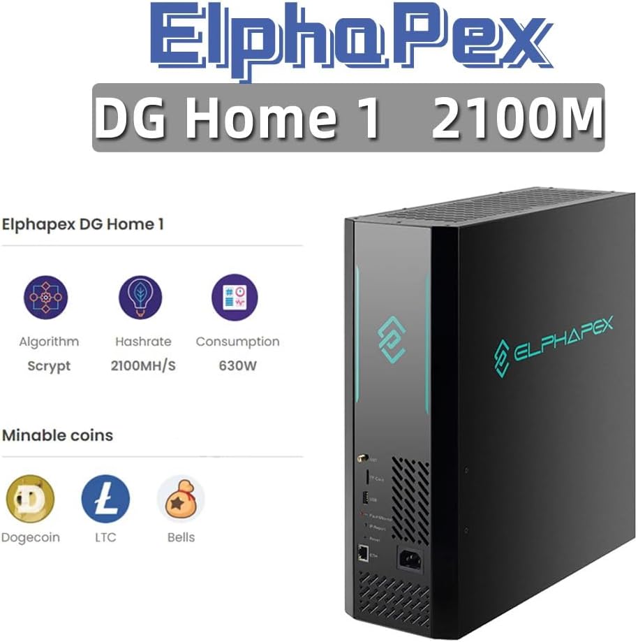Ny Elphapex DG Hem 1 Doge Gruvarbetare 2100 MH/S 630 W Litecoin Dogecoin Miner 2.1G LTC+Doge+Klockor Gruvarbetare DGHOME1 Scrypt Algoritm LTC Miner Låg ljudnivå
