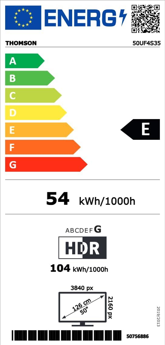Thomson TV 50 tum (126 cm) 4K UHD Smart Fire TV, Alexa Röststyrning, Trippel tuner (DVB-T/T2/C/S/S2), Dolby Vision, Dolby Atmos, HDR10, HDMI 2.1, WiFi, Bluetooth - 50UF4S35