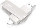 128 GB 2-i-1 USB-minne 128 GB typ-C Pendrive 128GO USB C Flash Drive 128 Giga 2-i-1 OTG Pen 128GO för PC/surfplatta/Laptop/Smartphone med typ C, Xiaomi/Huawei (silver)