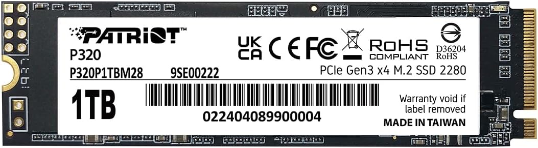 Patriot P320 512GB SSD intern - NVMe PCIe Gen 3x4 - M.2 2280 - Solid State Drive - P320P512GM28