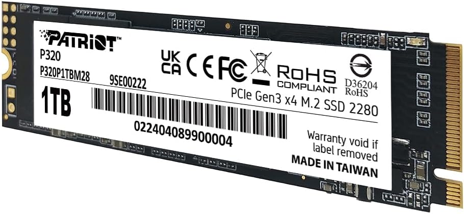 Patriot P320 512GB SSD intern - NVMe PCIe Gen 3x4 - M.2 2280 - Solid State Drive - P320P512GM28