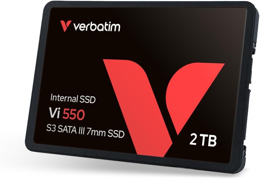 Verbatim Vi560 S3 SSD, intern SSD-enhet med 2 TB datalagring, Solid State Drive med SATA III M.2 2280 och 3D NAND-teknik, svart, perfekt för bärbar dator och Ultrabook