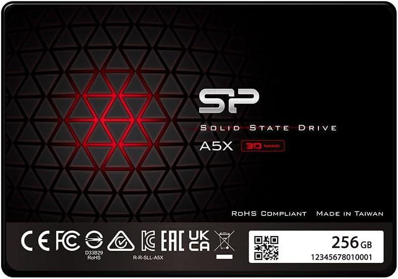Silicon Power 256GB SSD 3D NAND A5X SLC Cache Performance Boost SATA III 2.5" Internal Solid State Drive SP256GBSS3A55S25AY