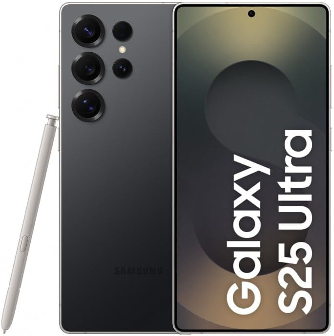 Samsung Galaxy S25 Ultra AI Smartphone med Galaxy AI, inget kontrakt, mobiltelefon med Android, 12 GB RAM, 256 GB minne, 200 MP-kamera, titan svart