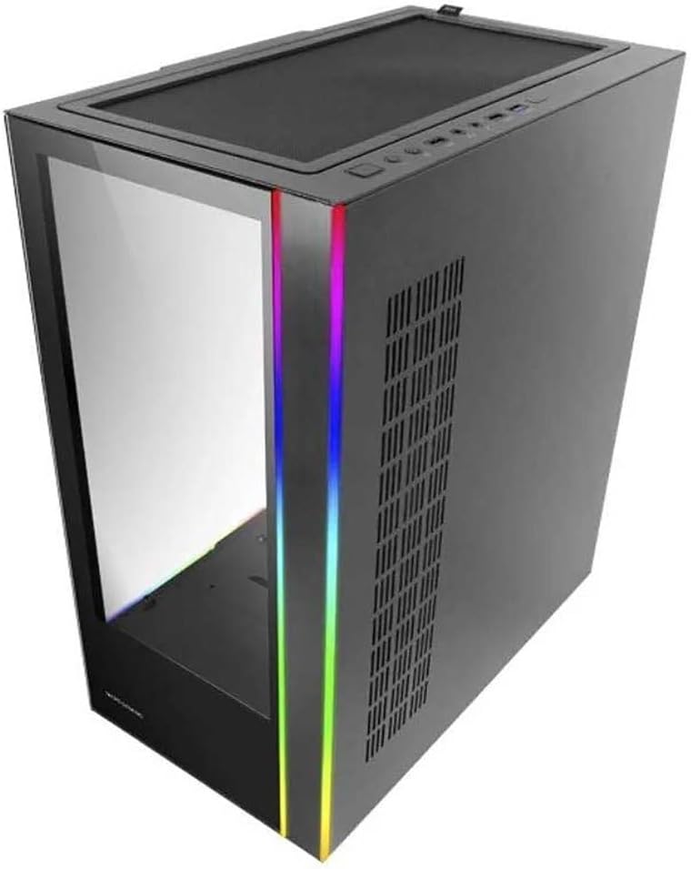 Mars Gaming MC-S1 svart, kompakt Micro-ATX Gaming PC-hölje, ARGB belysning 12 lägen, FRGB-fläkt, Full Side Window, MCS1