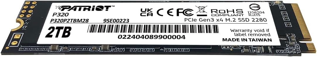 Patriot P320 512GB SSD intern - NVMe PCIe Gen 3x4 - M.2 2280 - Solid State Drive - P320P512GM28