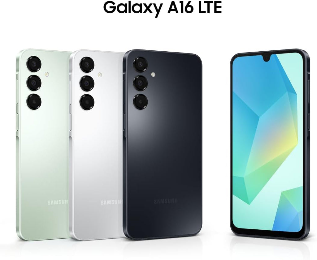 Samsung Galaxy A16 mobiltelefon, 128 GB + 4 GB RAM, upp till 50 MP kamera, 17 cm skärm, NFC, IP54, 5 000 mAh batteri - svart