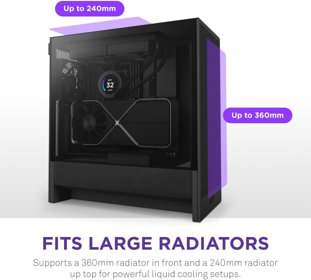 NZXT H5 Flow RGB - Kompakt Mid-Tower ATX PC-chassi - Svart