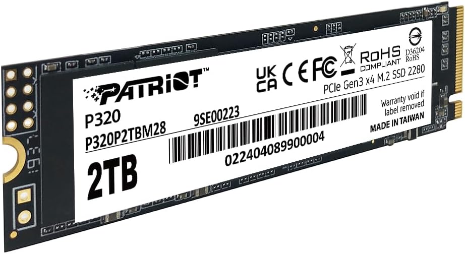 Patriot P320 512GB SSD intern - NVMe PCIe Gen 3x4 - M.2 2280 - Solid State Drive - P320P512GM28