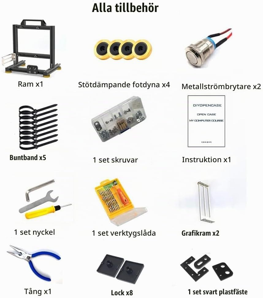 PC kreativ monteringsram testbänk, öppen luft ramfodral, gör-det-själv dator moderkort fodral ställ, ITX ATX MATX/EATX öppen aluminium ram chassi (EATX)
