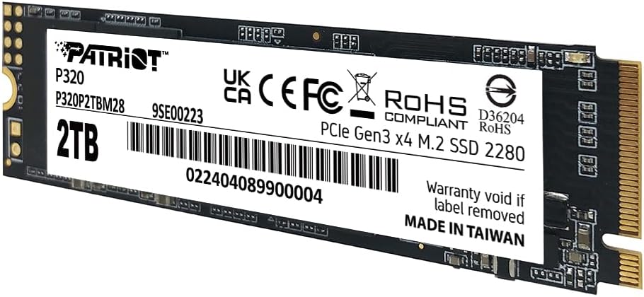 Patriot P320 512GB SSD intern - NVMe PCIe Gen 3x4 - M.2 2280 - Solid State Drive - P320P512GM28