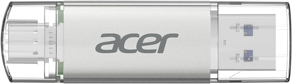 Acer USB Flashminne UT300 64 GB USB 3.2 Gen1, upp till 150 MB/s, med dubbla portar (Typ A och Typ C) för PC/bärbar dator/MacBook/smartphone