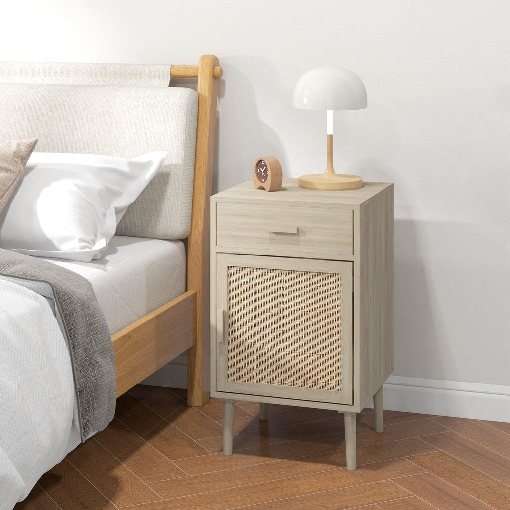 Lot de 2 tables de chevet, tables de nuit avec tiroir et placard, étagère réglable, 40 x 40 x 68,5 cm, chêne-7