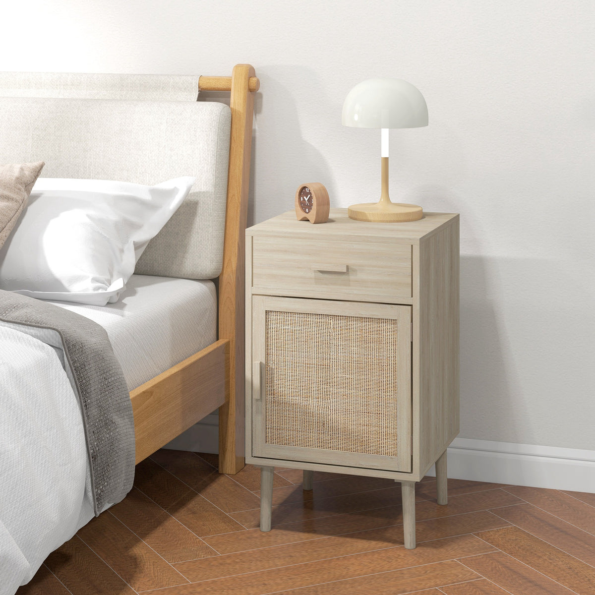 Lot de 2 tables de chevet, tables de nuit avec tiroir et placard, étagère réglable, 40 x 40 x 68,5 cm, chêne-7