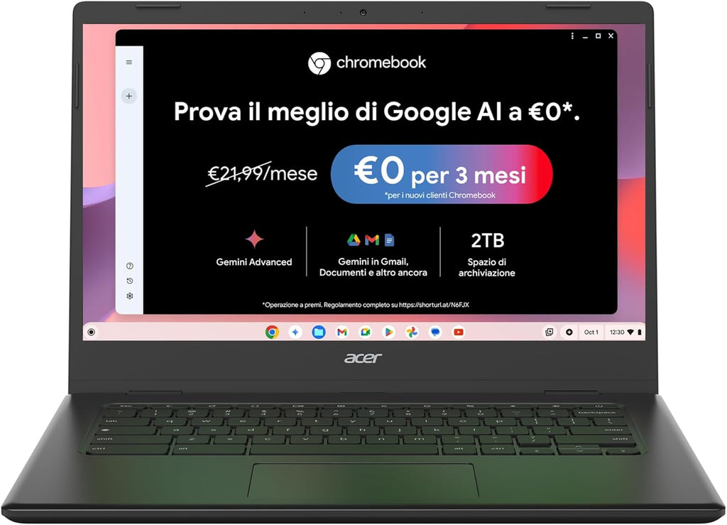Acer Chromebook 314 CBOA314-1H-C4ZG, bärbar dator, Intel Celeron N4500-processor, DDR4 Ram, 128 GB eMMC, 14 tum FHD-skärm, Intel UHD ChromeOS, svart
