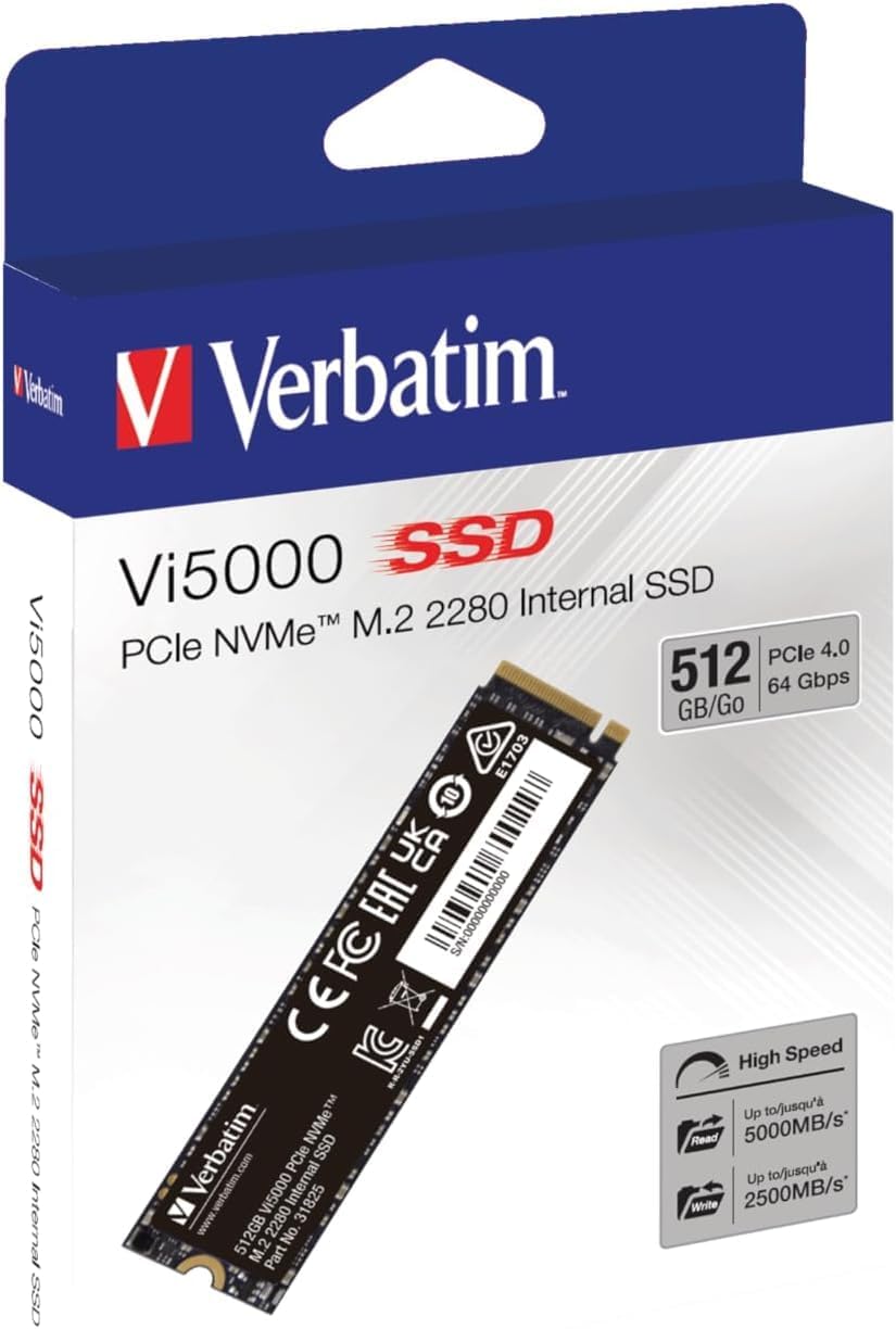 Verbatim Vi560 S3 SSD, intern SSD-enhet med 2 TB datalagring, Solid State Drive med SATA III M.2 2280 och 3D NAND-teknik, svart, perfekt för bärbar dator och Ultrabook