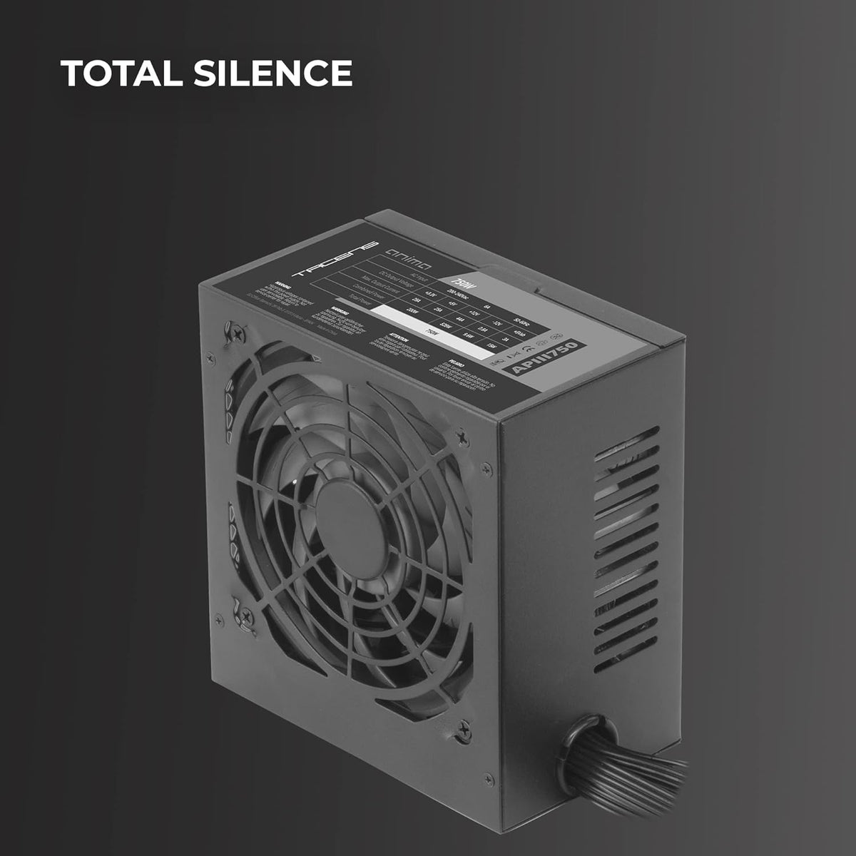 Tacens Anima APIII750, ATX-nätaggregat för PC 750W, SMD-teknik, 85% 12V-effektivitet, 12 cm ultratyst fläkt, Japanska TK-kondensatorer 105 °C, Kolfiberkablar, Svart