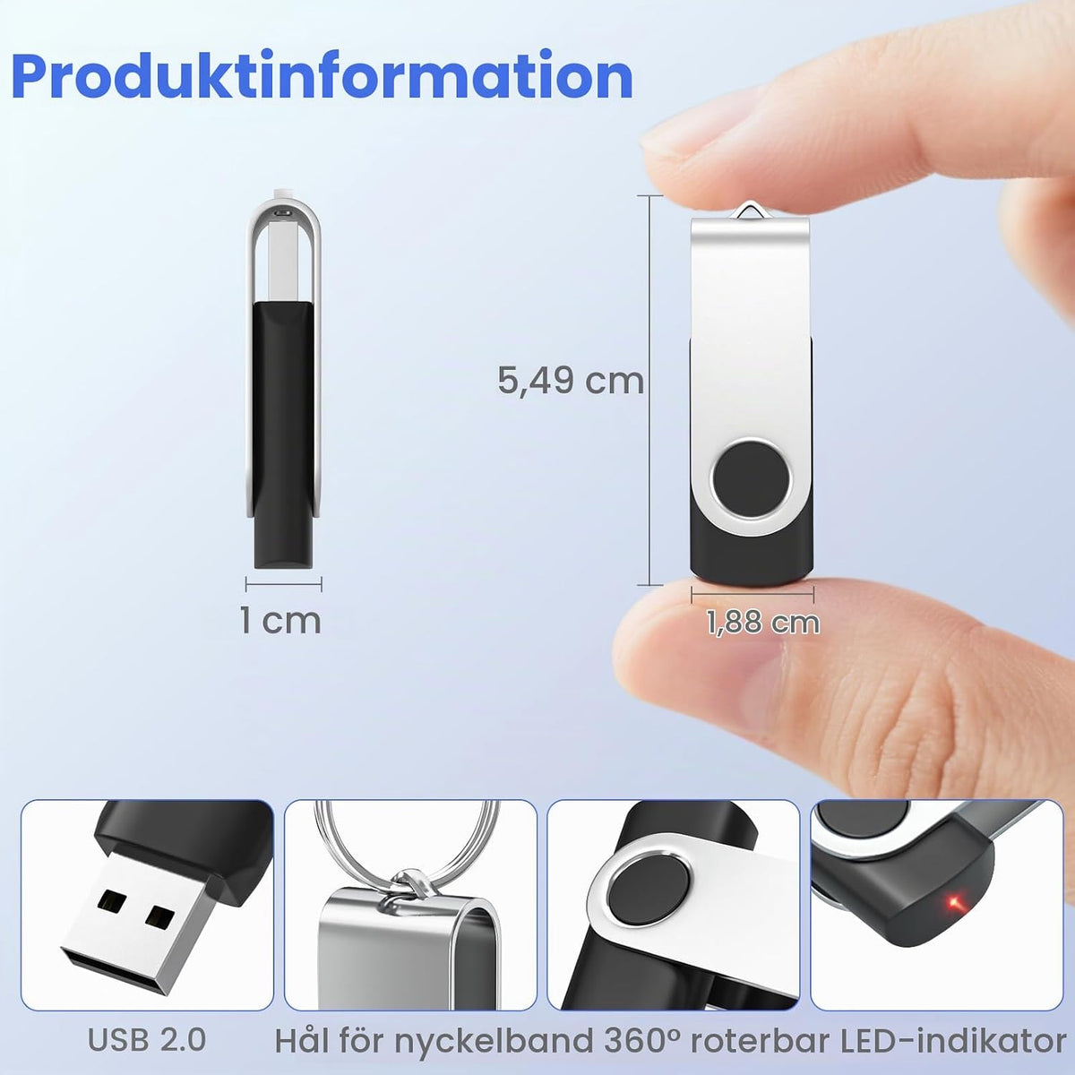 USB-minne 8 GB 10 stycken, ABLAZE mini minne minne vattentät 8 GB USB-sticks metall 10-pack för bärbar dator, dator, TV, bil