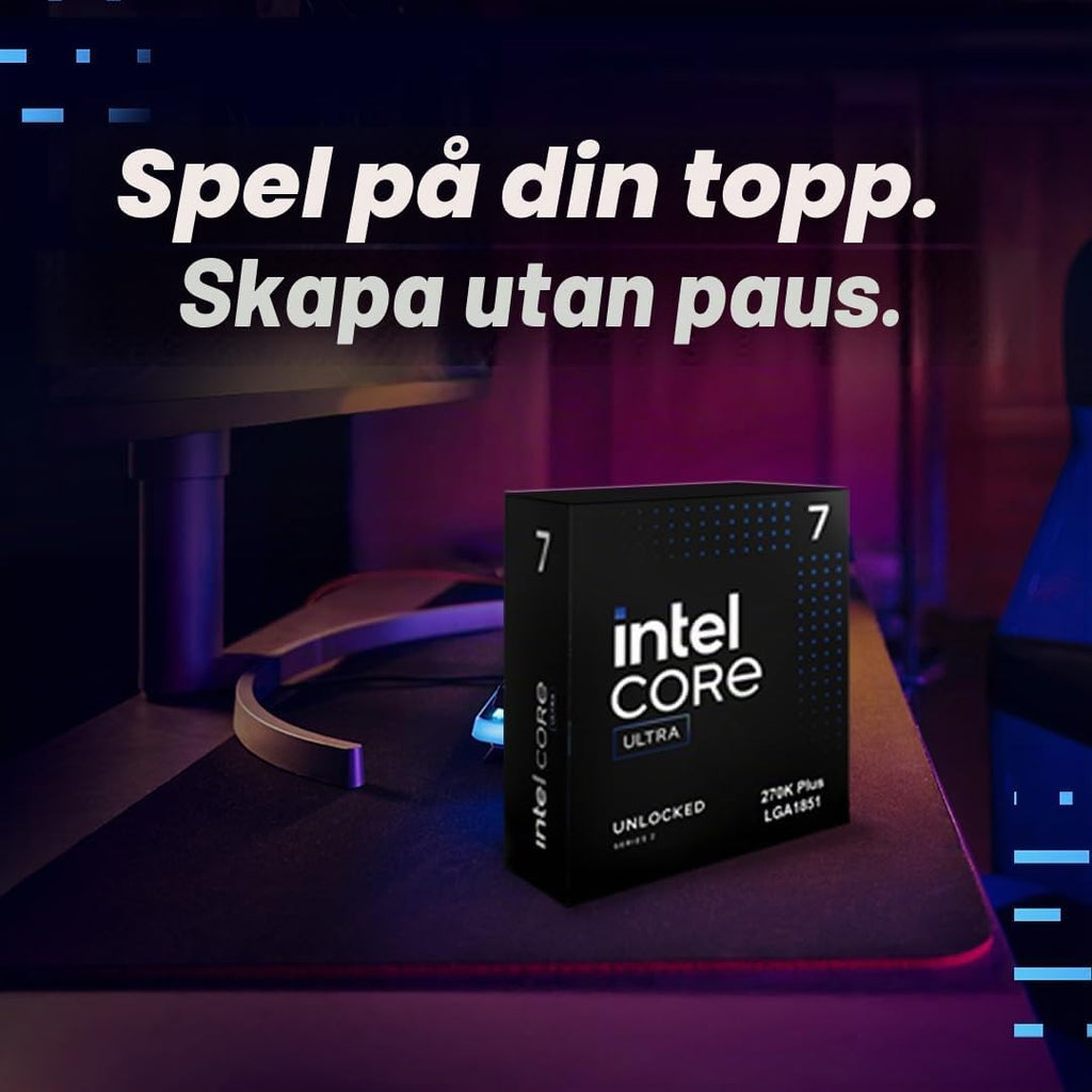 Intel® Core™ Ultra 5 Processor 250KF Plus 18 (6 P-kärnor + 12 E-kärnor) upp till 5,3 GHz