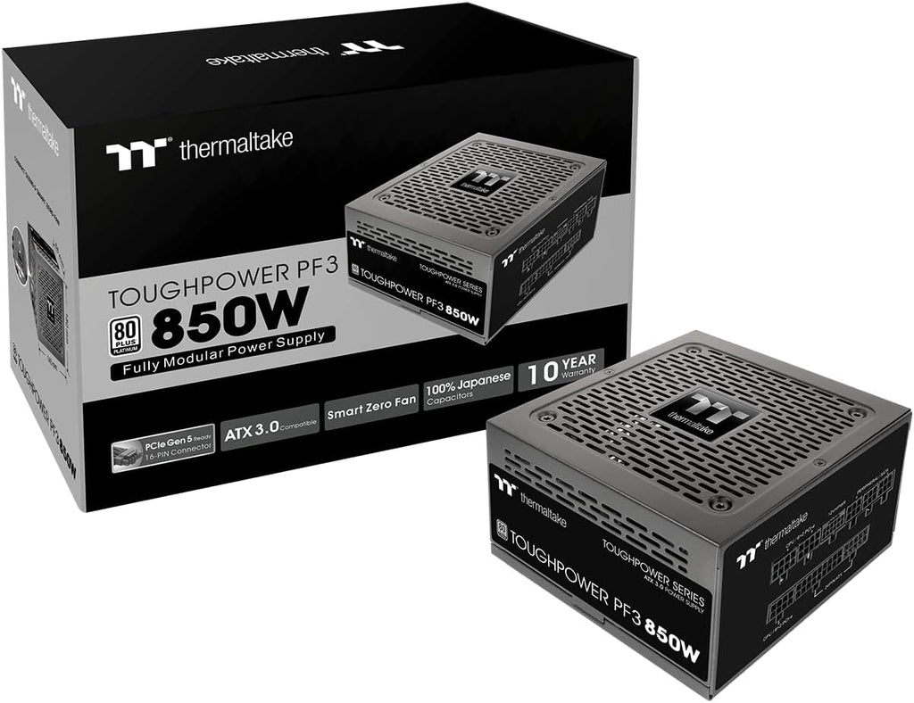 Thermaltake Toughpower PF3 850W Gen 5 | ATX 3.0 | PCIe Gen 5 ready | Smart Zero Fan | 80 Plus Platinum | Fully Modular