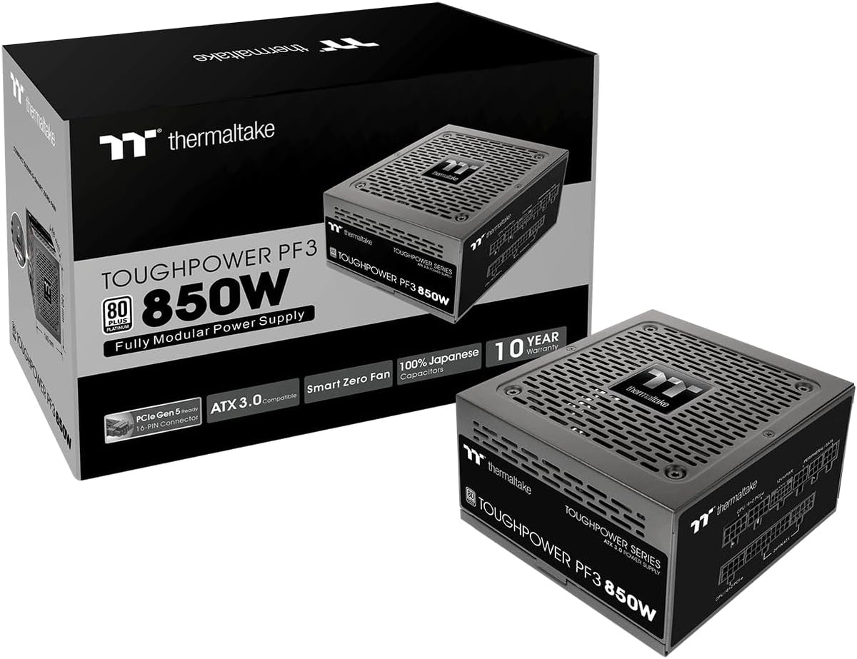 Thermaltake Toughpower PF3 850W Gen 5 | ATX 3.0 | PCIe Gen 5 ready | Smart Zero Fan | 80 Plus Platinum | Fully Modular