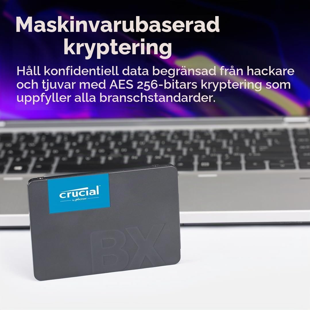 Crucial BX500 SATA SSD 2TB, 2,5" Intern SSD (Solid State Drive), Upp till 540 MB/s, Kompatibel med Laptop och Desktop (PC), 3D NAND, Dynamisk Skrivacceleration - CT2000BX500SSD101