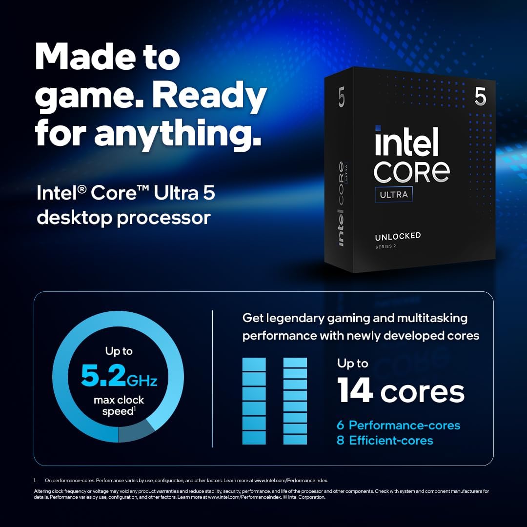 CPU Intel Core Ultra 5 245KF / LGA1851 / Box 14 Cores / 14 Threads / 24M Cache/ FC-LGA4/ no GPU