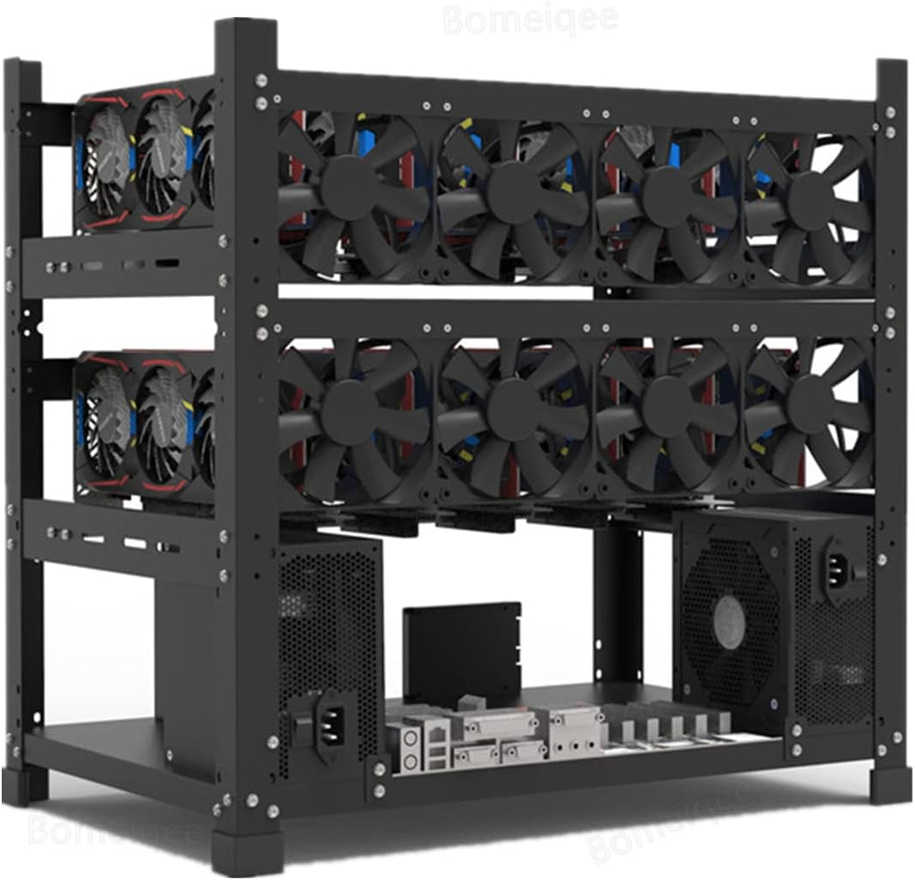Gruvrigg ram för 12 GPU – stål öppen luft miner fodral, stöder dubbel strömförsörjning för krypto mynt valuta Bitcoin ETH ETC ZEC – endast ram, fläktar och GPU ingår ej