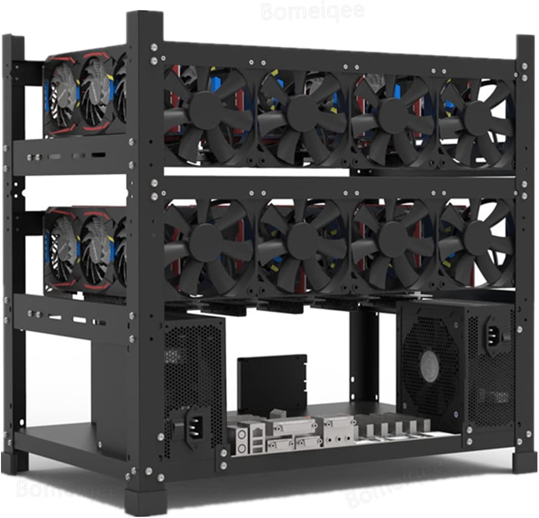 Gruvrigg ram för 12 GPU – stål öppen luft miner fodral, stöder dubbel strömförsörjning för krypto mynt valuta Bitcoin ETH ETC ZEC – endast ram, fläktar och GPU ingår ej