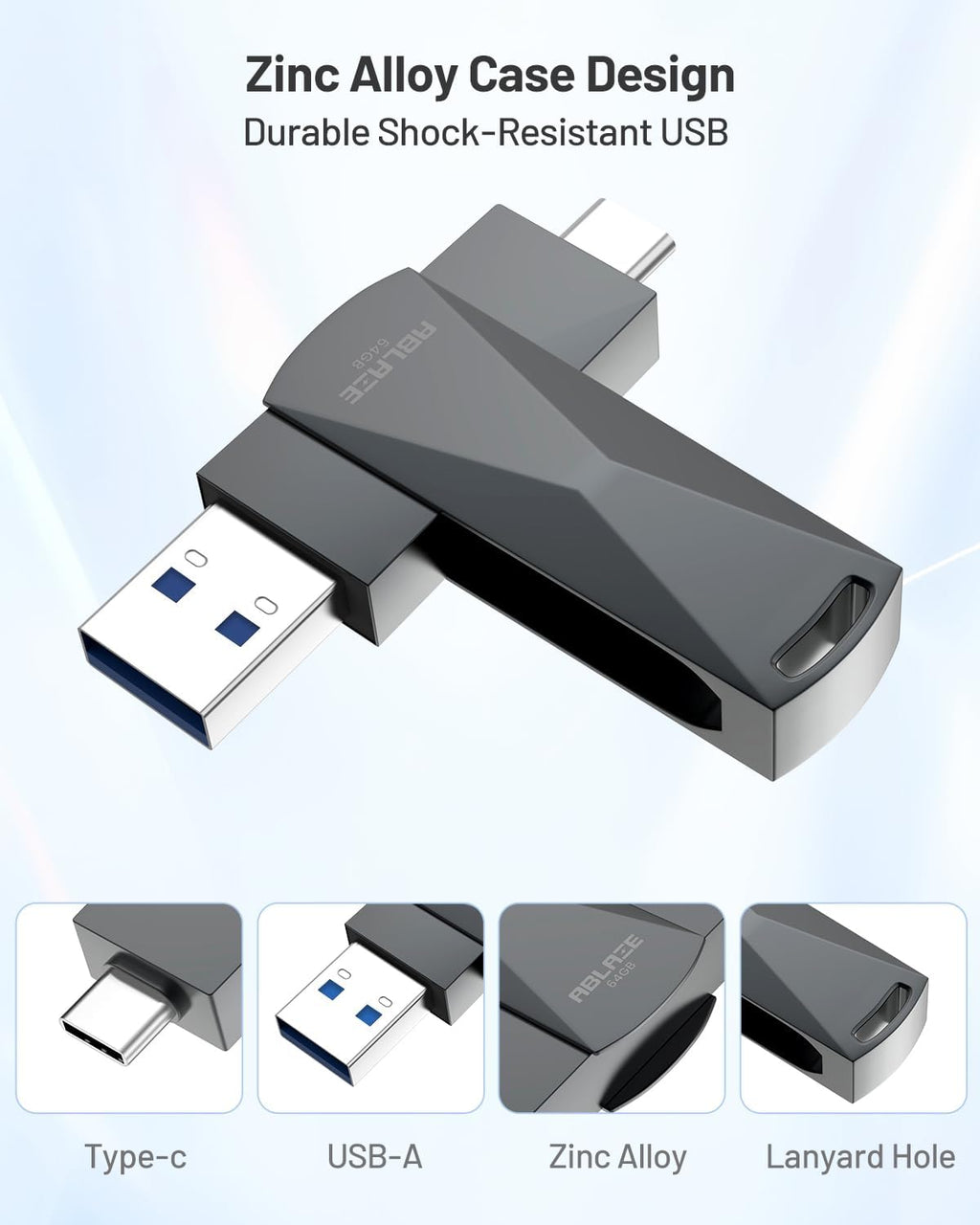 USB-minne 8 GB 10 stycken, ABLAZE mini minne minne vattentät 8 GB USB-sticks metall 10-pack för bärbar dator, dator, TV, bil