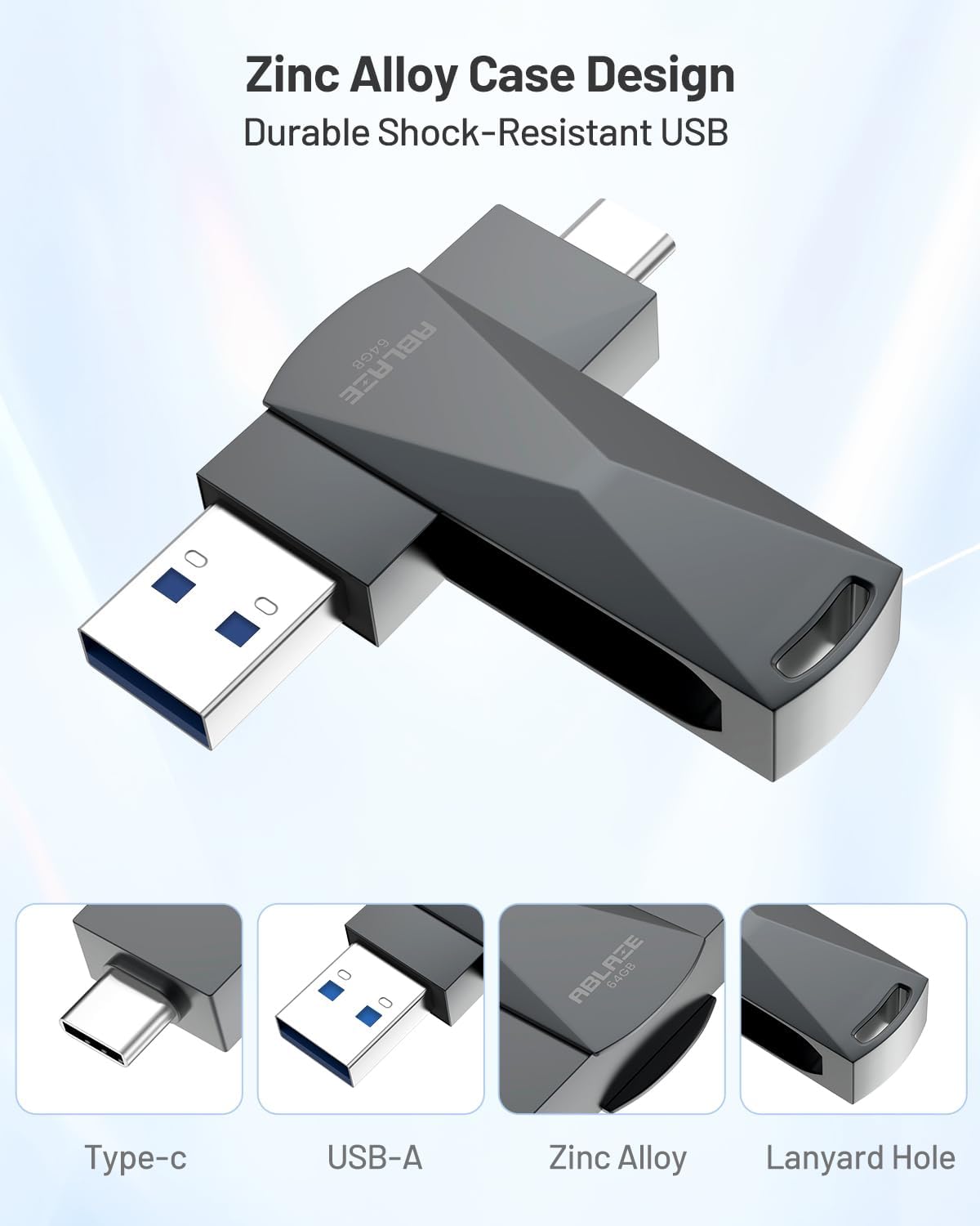 USB-minne 8 GB 10 stycken, ABLAZE mini minne minne vattentät 8 GB USB-sticks metall 10-pack för bärbar dator, dator, TV, bil